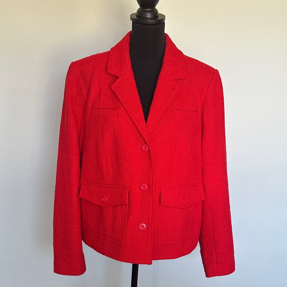 🎄 Vibrant Red Tweed Blazer